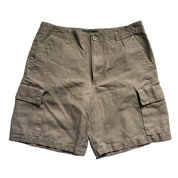 Banana Republic Other - Vtg Y2K Banana Republic Linen Relax Fit Cargo Camp Shorts Men 34 Green Military